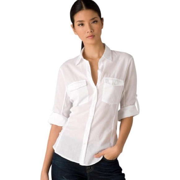 James Perse Tops - James Perse White Contrast Panel Mixed Media shirt